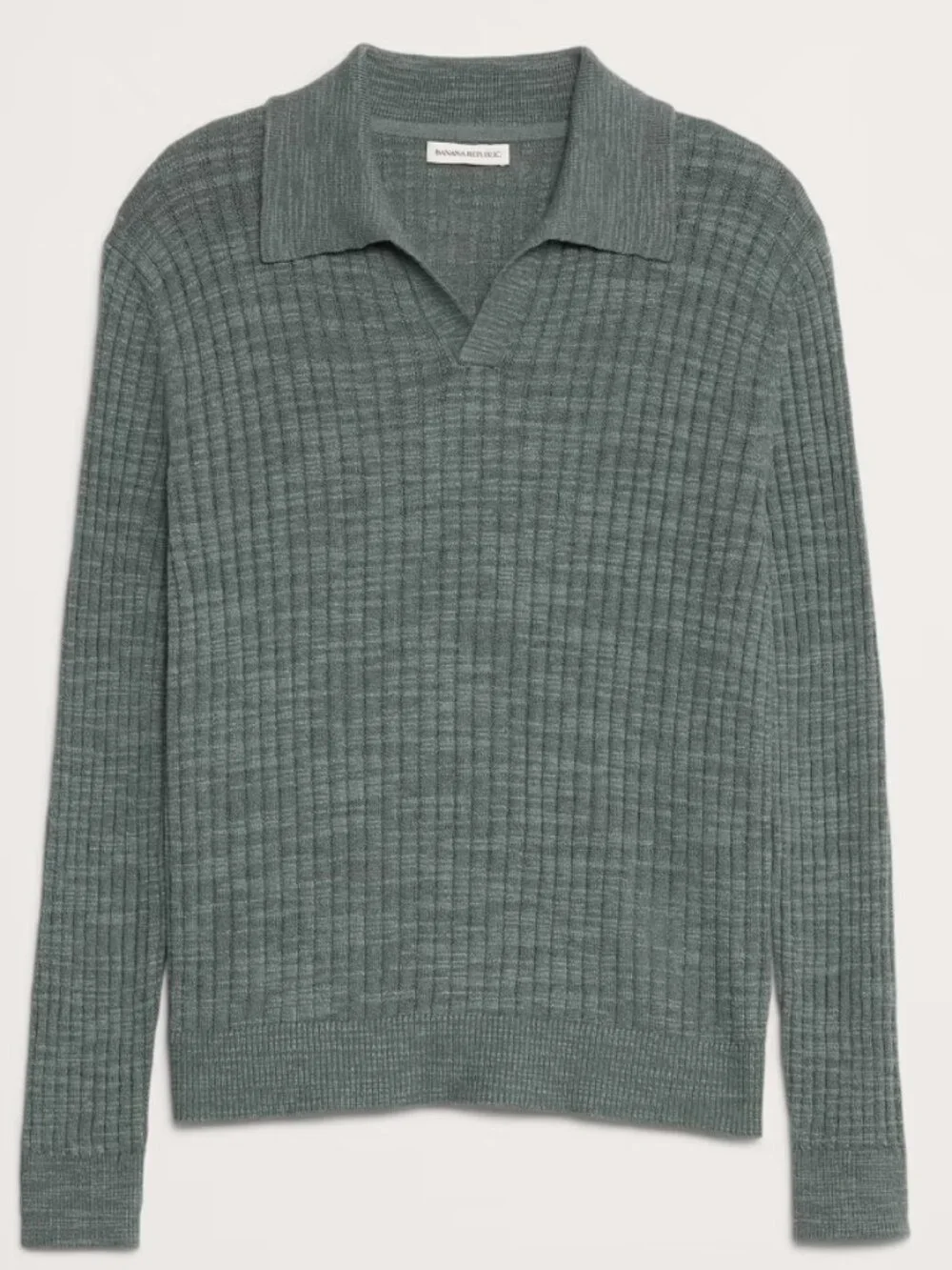 Banana Republic Linen-Cotton Slub Johnny Collar Sweater Polo